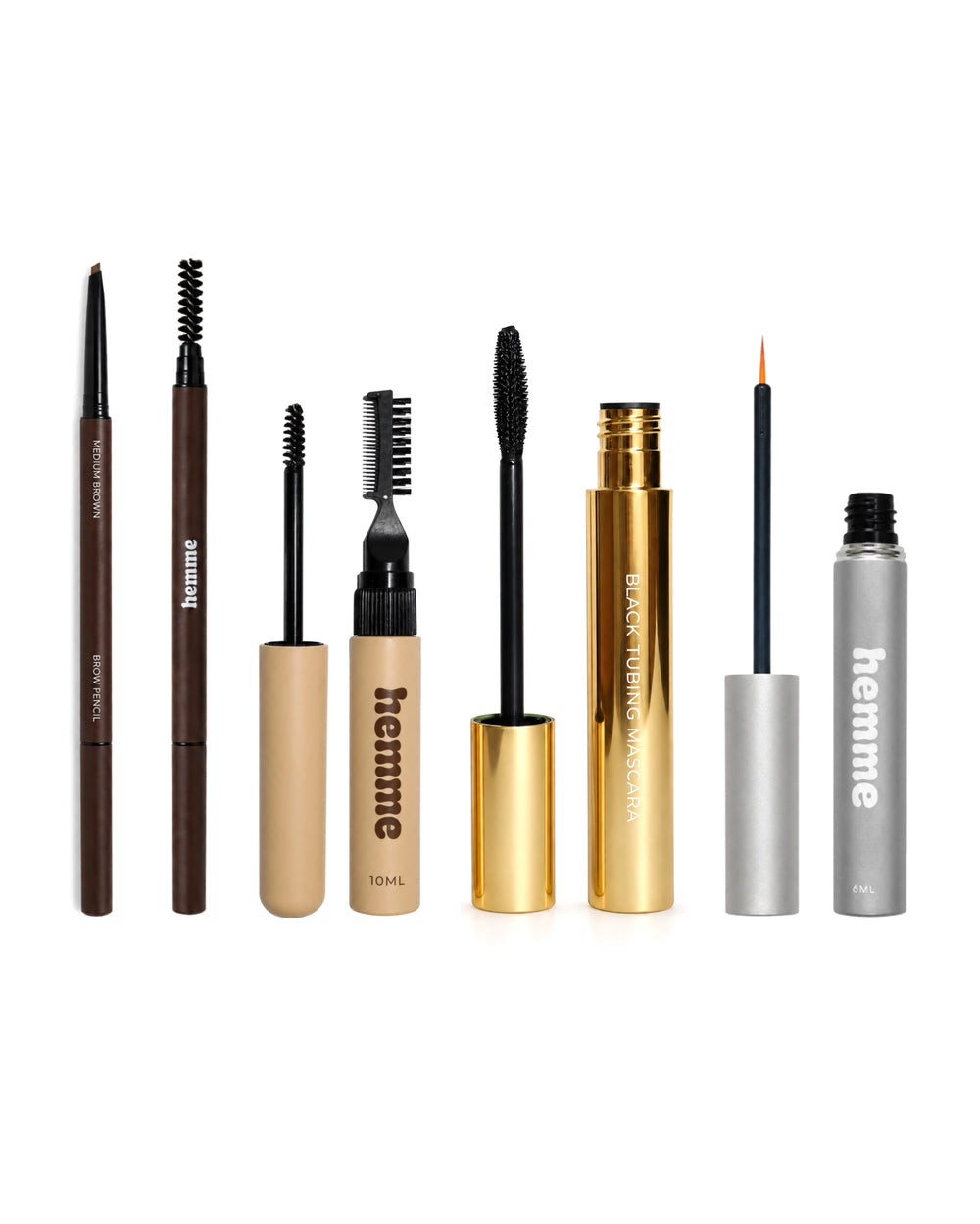 Hemme Brow & Lash Kit: Brow Pencil, Brow Freeze Gel, Tubing Mascara and Lash & Brow Serum